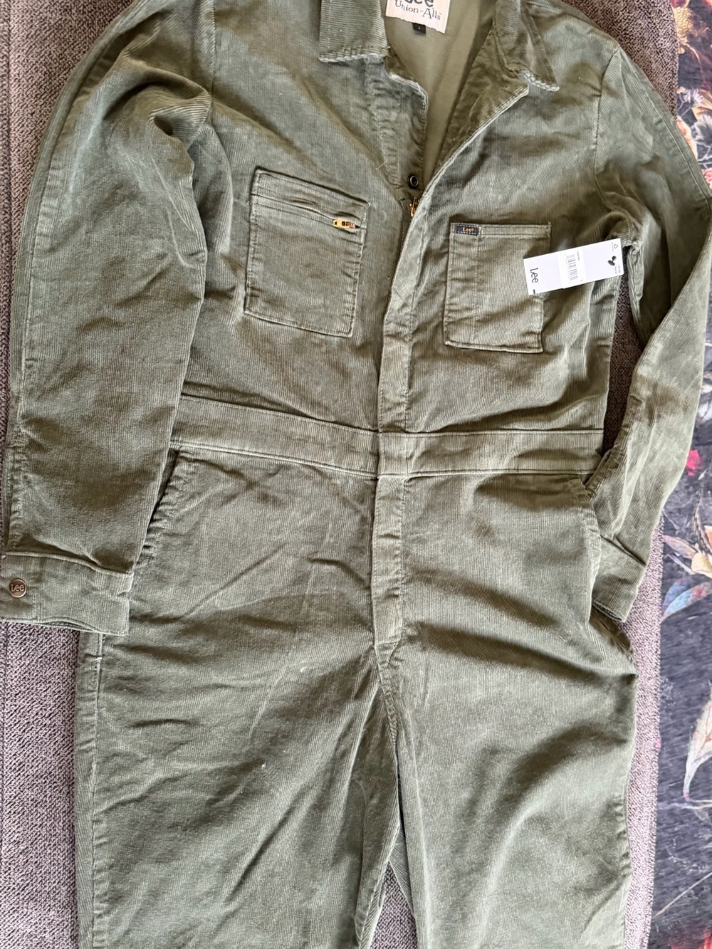 Lee Olive Green Corduroy Coverall Jumpsuit